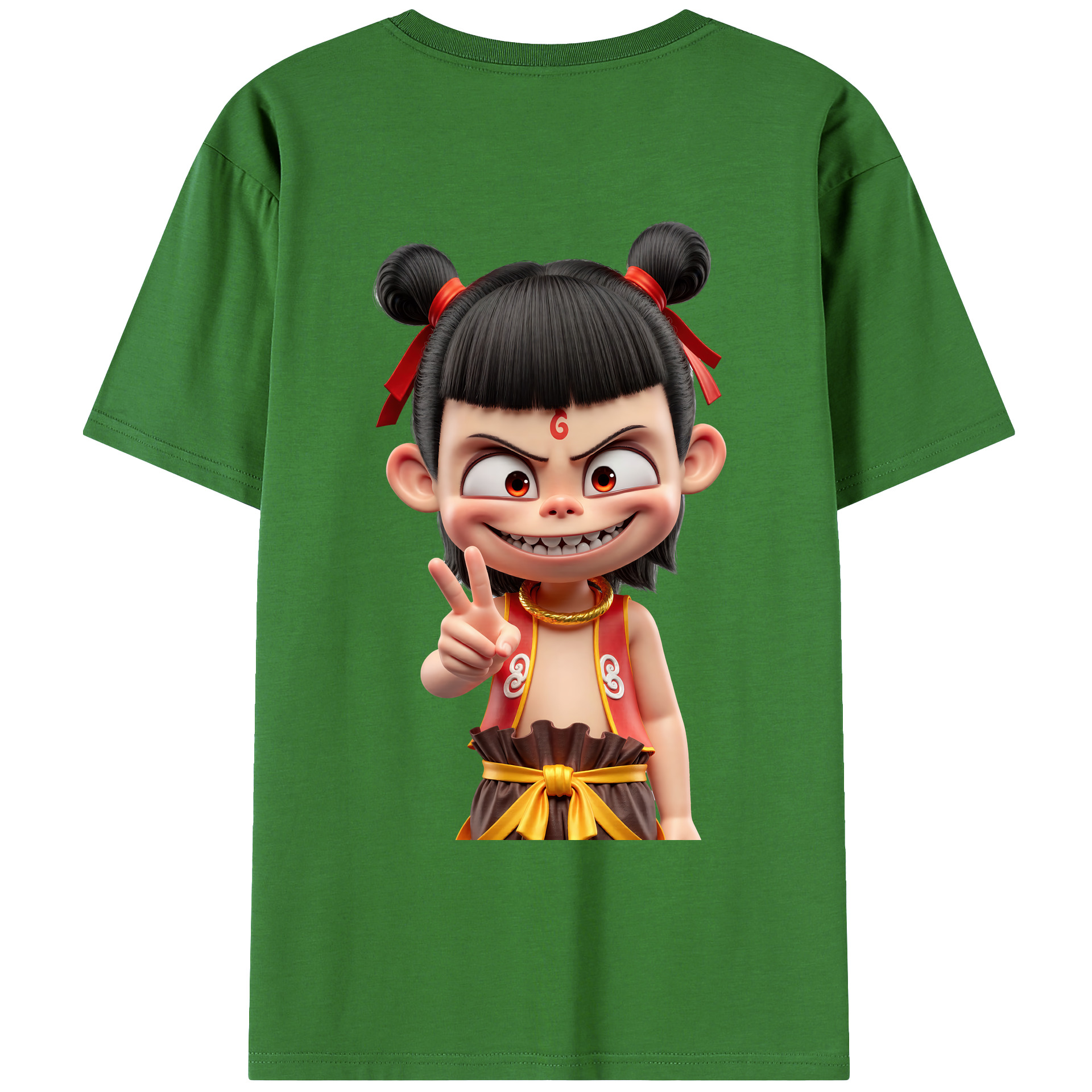 （画像用） Ne Zha 2 ナタ 魔童の大暴れ レディース半袖Tシャツ(バックプリント)